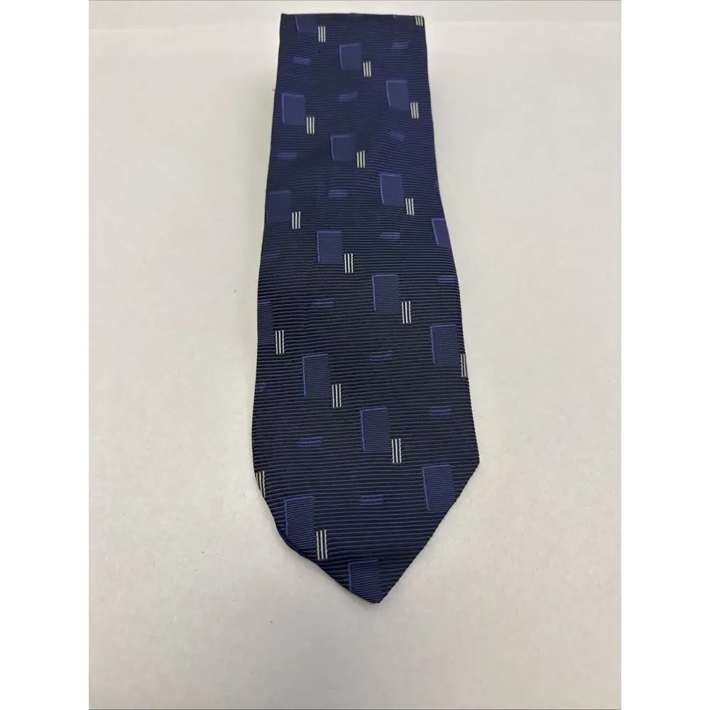 Wilke Rodriguez Navy Blue Geometric Pattern Tie Necktie